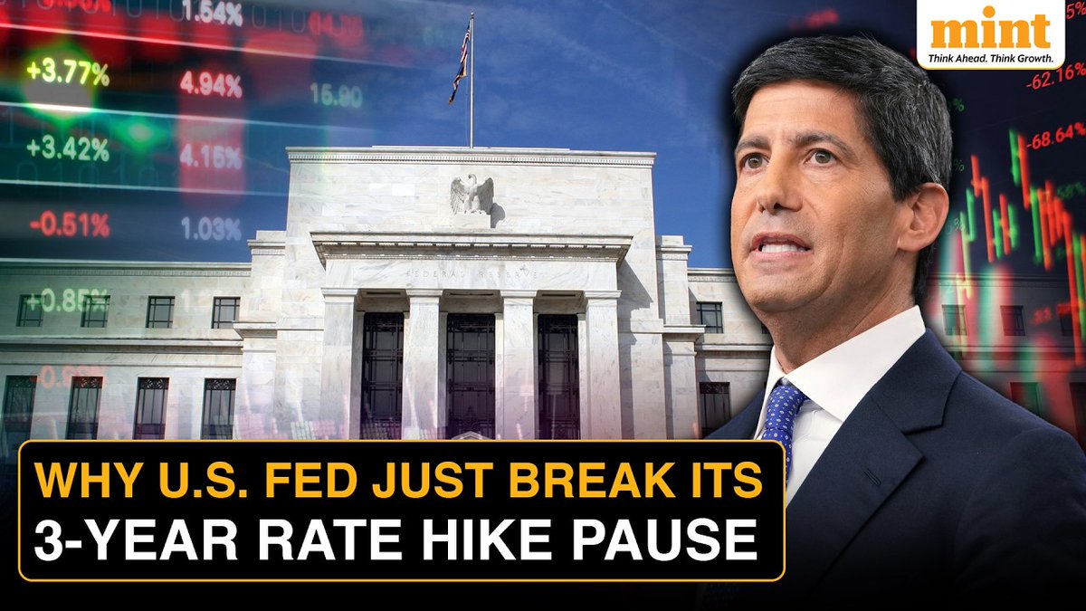 livemint's tweet photo. The US Federal Reserve raised interest rates by 25 bps to 3.75%-4%, marking its first hike since July 2023. Stubborn inflation, geopolitical tensions and higher energy prices remain key concerns, while US stocks ended lower after the decision.

Watch!
https://t.co/G1o5k2NrKc https://t.co/gxdyg9TxqX