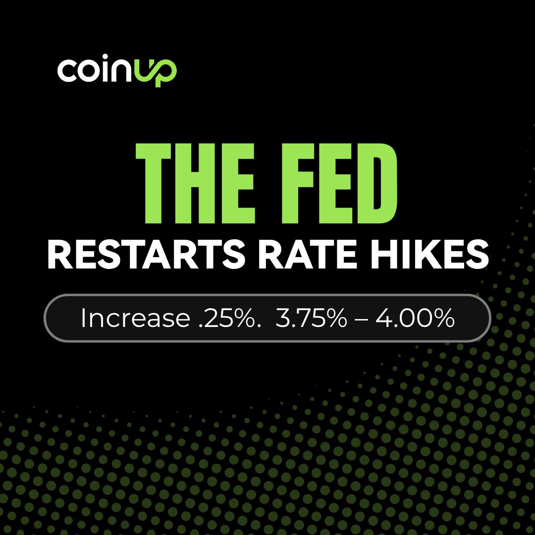 CoinUpOfficials's tweet photo. The Fed just raised rates for the first time in three years.

The FOMC unanimously approved a 25-basis-point hike, lifting the target range to 3.75%–4.00%. With inflation still elevated, another increase could follow later this year.

Higher rates are back, and liquidity across stocks and crypto faces a fresh test.