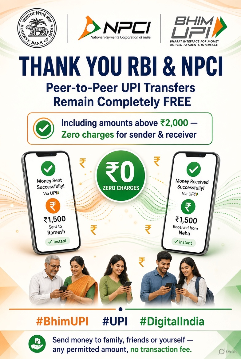 rainwatersystem's tweet photo. #BhimUPI . #Upi2000 . #UPI. #DigitalIndia.
Yes, confirmed by Finance Ministry and NPCI clarifications this week: all P2P UPI transfers stay completely free for any amount. The ₹2,000 threshold and 0.4% MDR apply only to certain higher-value merchant (P2M) deals from Oct 15, leaving ~96% of them free (including small merchants). Users face zero charges.
https://t.co/TGBn9iLRGF