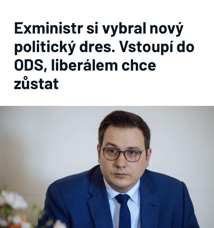 ZahradilJan's tweet photo. Ano, Jan Lipavský do té současné tzv. ODS nepochybně patří. 
Stejně jako Kamila Zlatušková a další podobné příběhy.
Jen by to teď chtělo ještě rebrandovat značku. Pro férovost.
Protože s tou původní už tohle nemá nic společného. https://t.co/NzcUXH3QyY