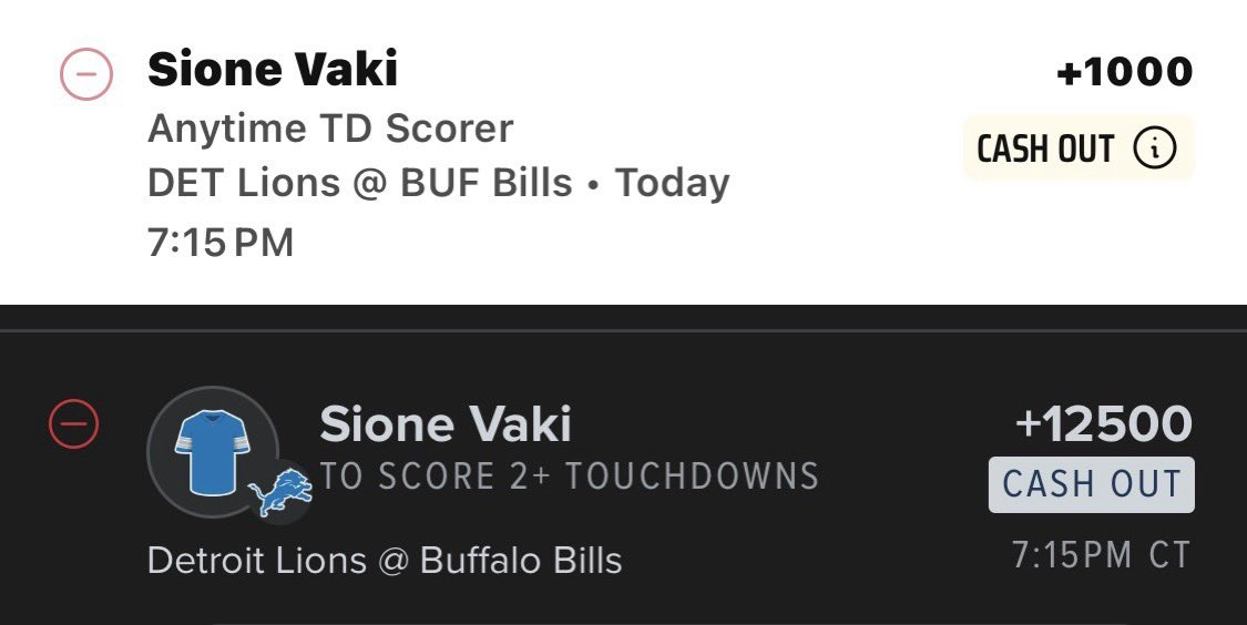 TheOtherSacco's tweet photo. 🚨Thursday Night Football long shot ‼️

SIONE VAKI 1 and 2 TDs  🔥🔥🔥

Jahmyr Gibbs just handled a massive 34-touch workload in Week 1, and now the Lions have to turn around on a short week for Thursday Night Football in Buffalo. With only a few days to recover, Detroit has a real reason to get Sione Vaki more involved and take some of the physical workload off Gibbs. 

And with Isiah Pacheco now expected to miss at least 12 weeks following back surgery, the Lions need to establish who their legitimate RB2 is.  

Vaki was already the No. 2 back in Week 1, but only saw 2 carries and 1 That makes this an interesting long-shot leverage play: if Detroit decides to spell Gibbs more frequently, Vaki should have opportunities around the goal line and in short-yardage situations