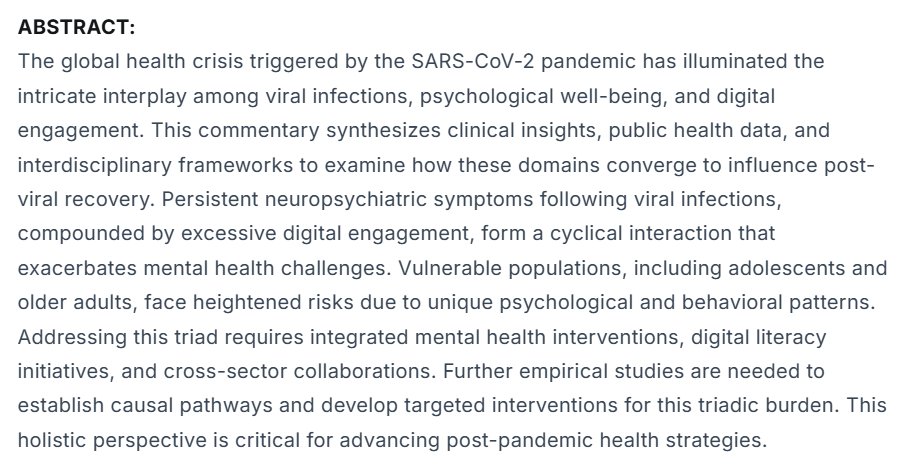 biomed_pharma's tweet photo. Understanding the Post-Pandemic Mental Health Triad
Read the Article here: https://t.co/DrqQiCylp1
#Digitalbehavior #Digitaloveruse #Mentalhealth #Neuropsychiatricsequelae #SARSCoV2 #Viralinfections #Biomedical #Pharmacology #MedicalMicrobiology #ClinicalVirology https://t.co/i8Xmzi1Fag