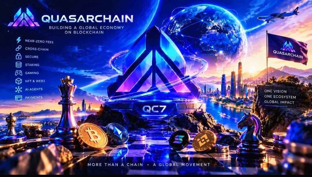 QuasarChainOfcl's tweet photo. QuasarChain is redefining Web3  near zero fees, cross chain power, staking, gaming, NFTs, AI agents and payments in one ecosystem. One vision. One ecosystem. Global impact. More than a chain, a global movement. #QuasarChain #Blockchain #Web3 #Crypto #DeFi https://t.co/aJMxoGSegZ