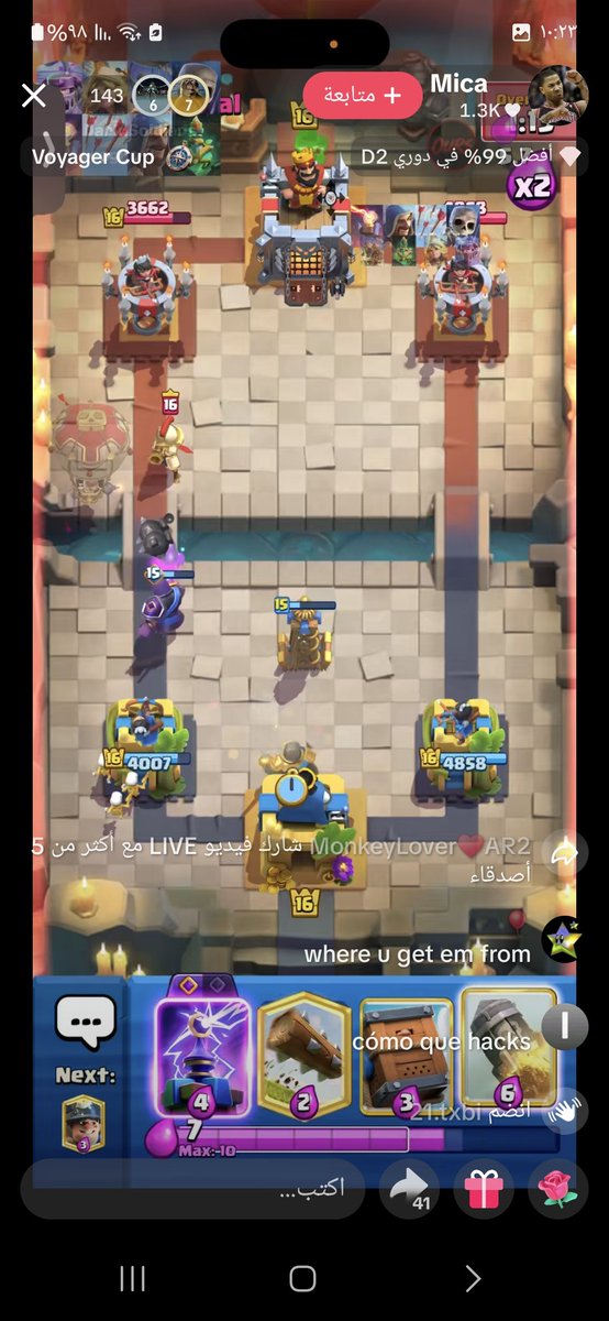 Monkey_LoverAR2's tweet photo. Clash royale said they banned all of the hackers, but there are still people using hacks on stream and they don't get banned 🤡 https://t.co/go3r3joe44
