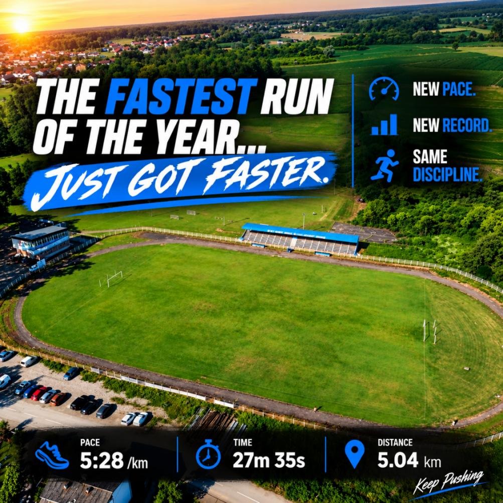 ZLotinja's tweet photo. “The fastest run of the year… just got faster.”

New Pace.

New Record.

Same Discipline. 🔥🏃‍♂️

#Discipline #Consistency #Progress #KeepGoing #StayStrong https://t.co/SVopQYGMT2