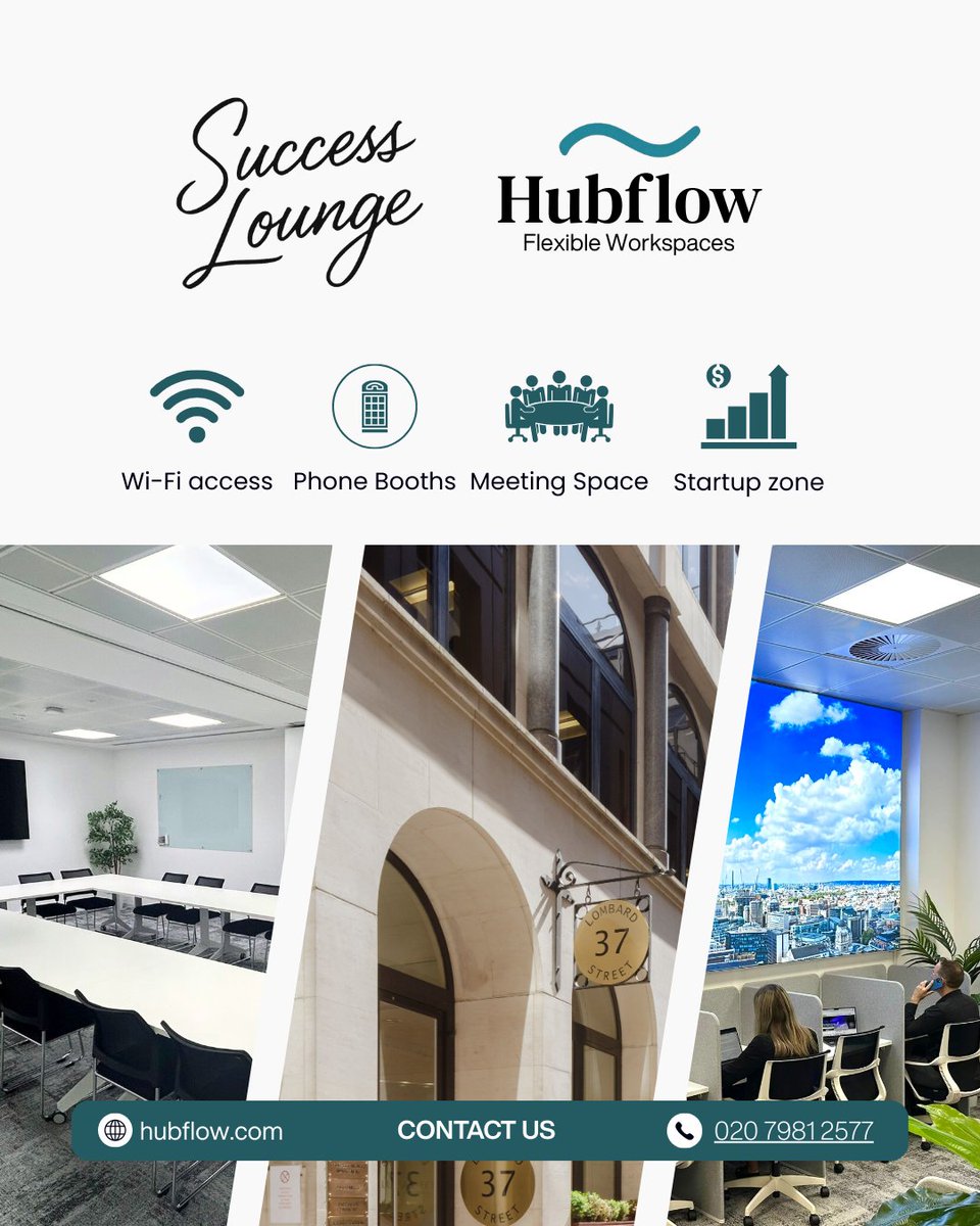 hubflowspace's tweet photo. Located at 37 Lombard Street, the Success Lounge is designed for professionals who value a productive, well-appointed workspace without the constraints of a long-term commitment.

Whether you need a consistent base or simply a focused environment a few days each month, the space is built to work around you.

Thoughtfully designed hot desks, barista-quality coffee, high-speed connectivity, phone booths and meeting rooms, all in one of London's most prestigious business addresses.

No long leases.
No unnecessary commitments.

Just a workspace that supports the way you work. ✨

Find out more 👉 https://t.co/bhSbKV3EiP

#Hubflow #CoworkingSpace #MeetingRooms