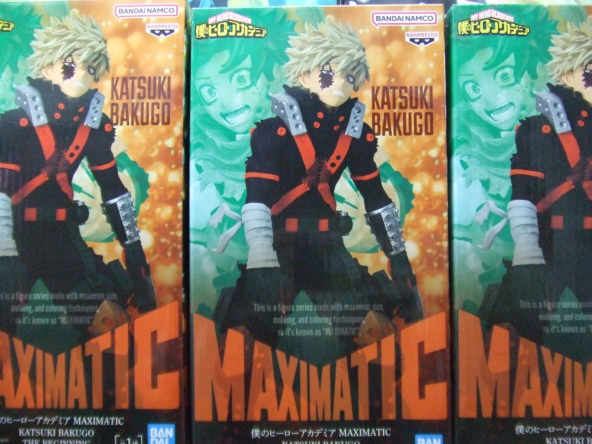 matrix_maebashi's tweet photo. 景品入荷しました！
刃牙「これって……ッッ   球体……………!!! 」フィギュアッッ!!
僕のヒーローアカデミア   MAXIMATIC IZUKU MIDORIYA THE BEGINNING
僕のヒーローアカデミア   MAXIMATIC KATSUKI BAKUGO THE BEGINNING
＃マトリクス前橋 https://t.co/Ekhg55SdZP