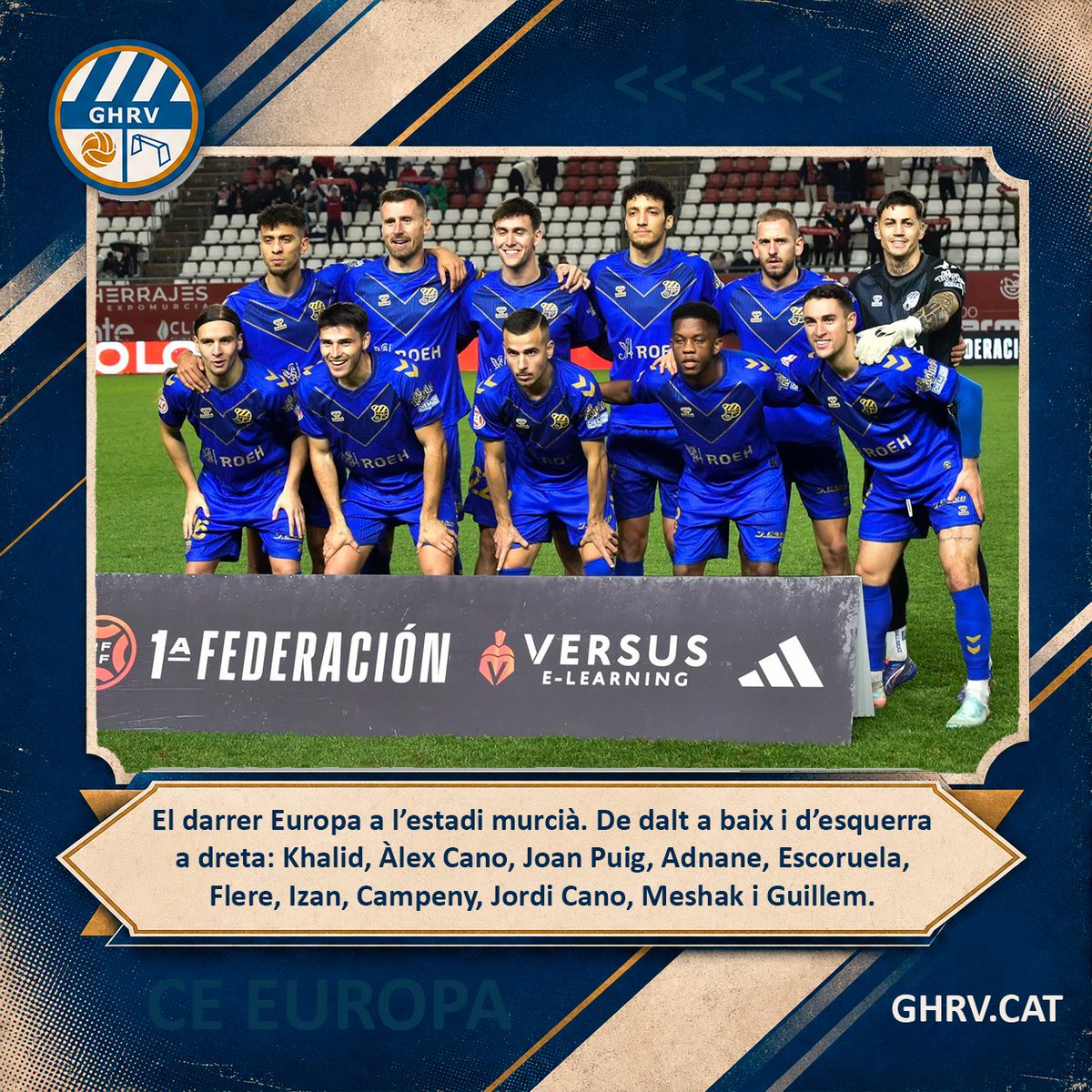 GHRamonVerges's tweet photo. Aquesta va ser la darrera formació d'inici que va presentar l'Europa al camp que visitarà aquesta jornada, corresponent a la temporada 2025/2026.

🧵 👇🏽

#futbolcat #CEEuropa https://t.co/0dEXj3cVFb