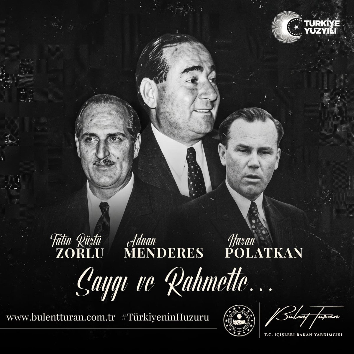 turanbulent's tweet photo. Tam 65 yıl oldu.

Nesiller geçti, #Türkiye değişti fakat “millet” demenin darağacında ödenen bedelinin hikayesi, hafızamızdan hiç silinmedi.

O üç demokrasi şehidinin hikayesi bize, millet iradesinin vesayetle yok sayılamayacağını, demokrasinin ise yalnızca sandıkta değil, her şartta korunması gereken bir emanet olduğunu öğretti.

Zulmedilişlerinin yıldönümünde merhum #AdnanMenderes, #FatinRüştüZorlu ve #HasanPolatkan’ı rahmet, minnet ve hürmetle yâd ediyoruz.

Cumhuriyetimiz, bir daha böyle acıların yaşanmasına izin vermeyecektir.