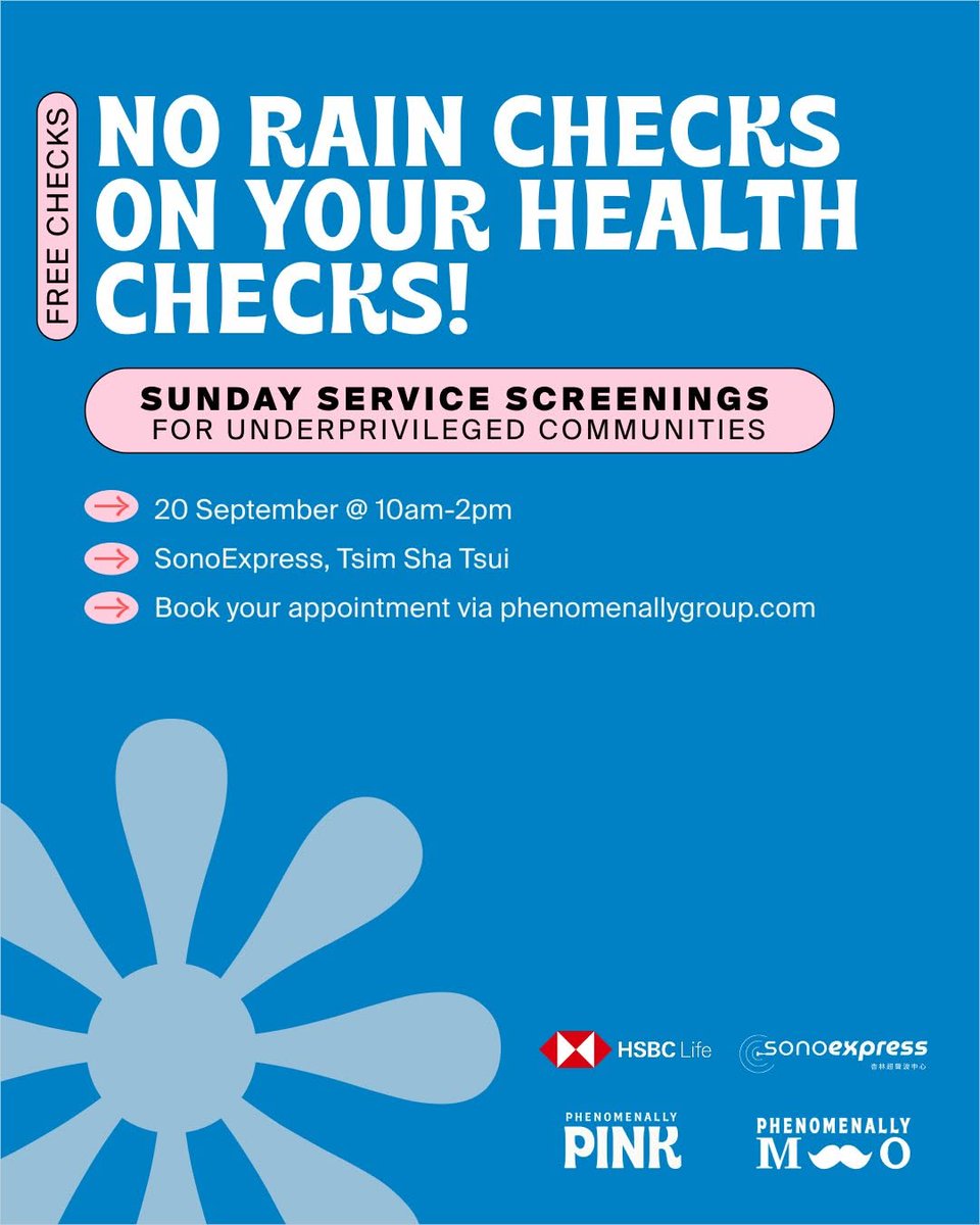 Lifexcels's tweet photo. #GetChecked #TackleCancer #HongKong #HSBCLife #SelfCare Made possible by HSBC Life.
book via https://t.co/NcrCd1M64V Our Sunday Service Screenings exists for one reason — to bring free preventive screenings to the people who need them most.... https://t.co/YYAobtogjU