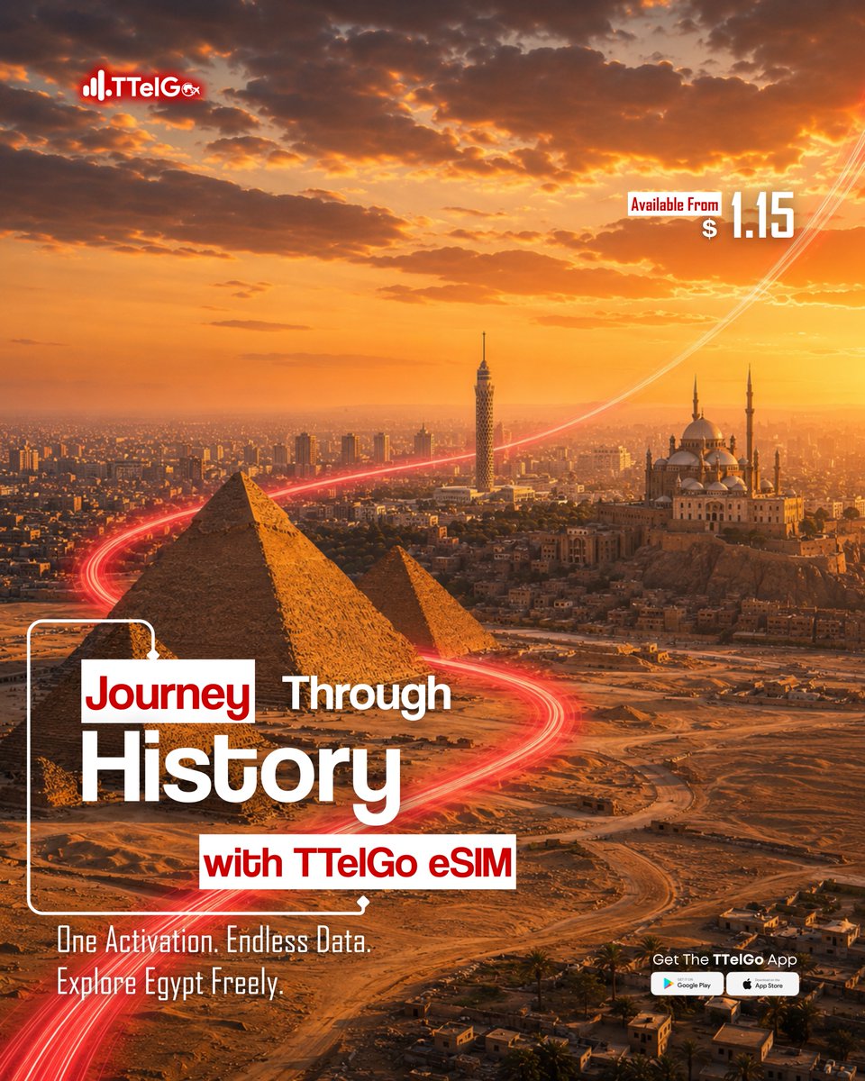 ttelgo's tweet photo. Journey Through History with TTelGo eSIM
Explore Egypt while staying connected throughout your journey.

From $1.15

One activation. Endless data.
Explore Egypt freely.

TTelGo eSIM — We Connect Globally.

#TTelGo #WeConnectGlobally #eSIM #EgyptTravel #TravelSmart #StayConnected https://t.co/QEzxhpG6lp