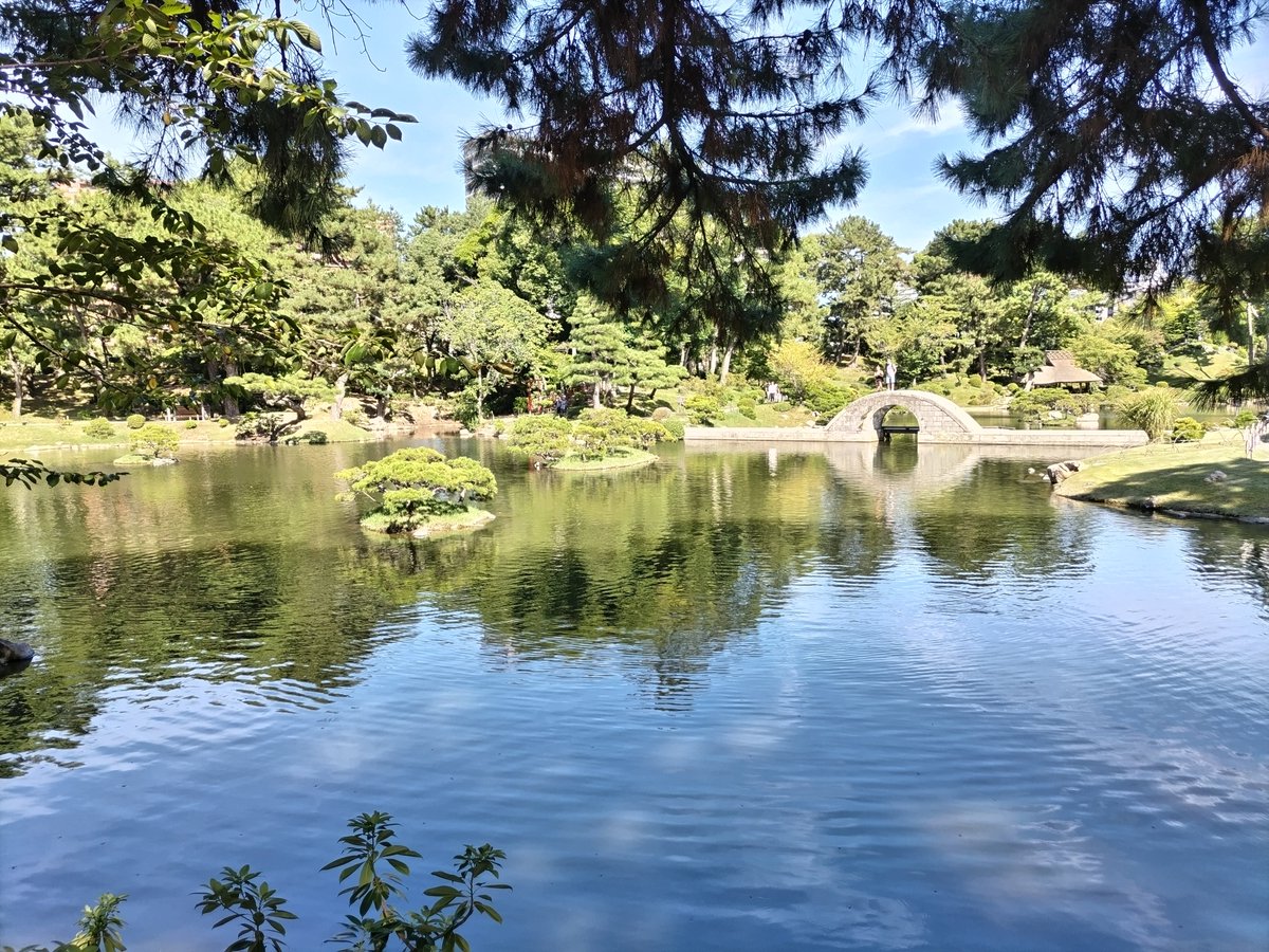 810mix_A4's tweet photo. 縮景園。池を瀬戸内海に見立てて云々。
ボラがしきりに跳ねたりコイも跳ねたり何者かわからん汽水魚が苔食ってたり亀と鳥が睨み合ってたり賑やかな庭。 https://t.co/LiwW1dWa1a