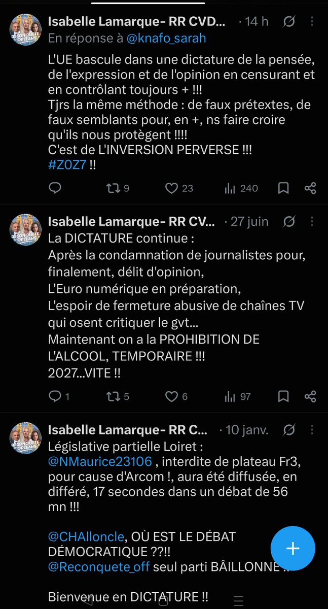 jojo46294591's tweet photo. @LamarqueIsabel2 @knafo_sarah Faudrait te décider. On est en dictature ou pas? On les éduque mal chez Reconquête avec le vocabulaire à utiliser. https://t.co/lYMJ9BsmYL