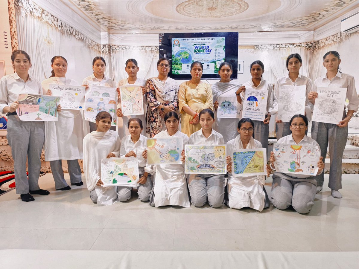 ssjgcsirsa1997's tweet photo. The Department of Geography, Shah Satnam Ji Girls’ College, Sirsa, celebrated World Ozone Day on 18.09.2026  with enthusiasm and active student participation. Students showcased their creativity through Poster Making, Speech and PPT Presentation activities.
 #WorldOzoneDay2026 https://t.co/ky2nICKYZP