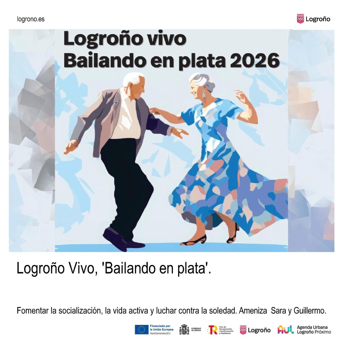 logronoproximo's tweet photo. Combatir la soledad y el sedentarismo ‘Logroño vivo. Bailando en plata’. 👫
📆 18 de septiembre
🕙 20:15 horas
📍 Parque Gallarza
🎤 Amenizada por Sara y Guillermo.
Ven, disfruta y pasa un buen rato. 😍
👉 Más info: https://t.co/5VYyn4ixXY
#ods #música #baile #vinculos https://t.co/1qEN0odwk1