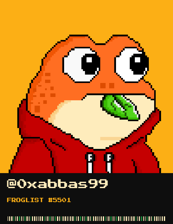 0xabbas99's tweet photo. Just got on the @zecfrogs list 🐸
6,969 pixel frogs on ZEC. Free mint.
FROGLIST #5501 sealed. set your frog as your PFP to climb the list. #ZECFrogs $ZEC https://t.co/LddTfWy4Z0