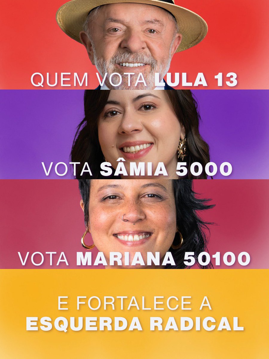 samiabomfim's tweet photo. Vocês conhecem a @mariana_psol? Ela é candidata a deputada estadual pelo PSOL pra fortalecer a esquerda radical em SP!

Dia 4 de outubro, vote Lula 13, Sâmia 5000 e Mariana 50100 ✊🏼 https://t.co/SP1ckY4y5e