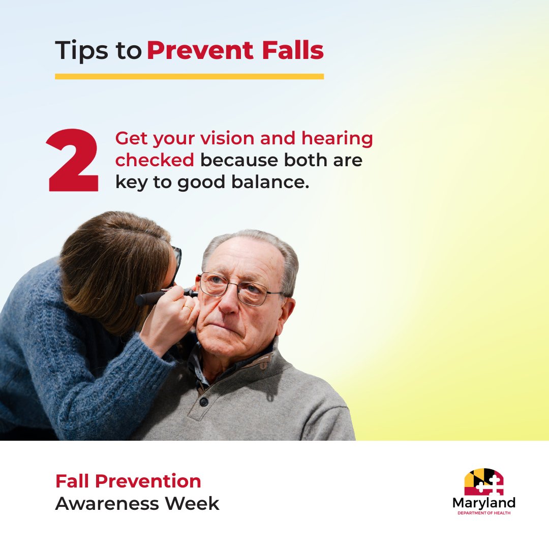 Tips to prevent falls. 2. Get your vision and hearing checked because both are key to good balance. Fall Prevention Awareness Week. 
