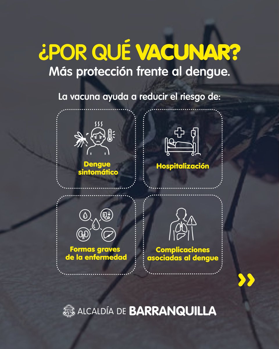 alcaldiabquilla's tweet photo. ¡El dengue también se previene con vacunación! 🙌🏼

Si tu hijo tiene 9 años o cursa cuarto grado y hace parte de la población habilitada, vacúnalo. https://t.co/xV1DNGxPes