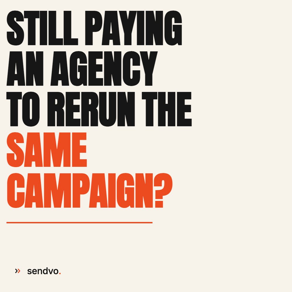 Sendvo's tweet photo. Still paying an agency thousands a month to rerun the same campaign?

Pick the audience. Design the card. Send. No retainer, no markup on every drop. https://t.co/4y64g8IbFi