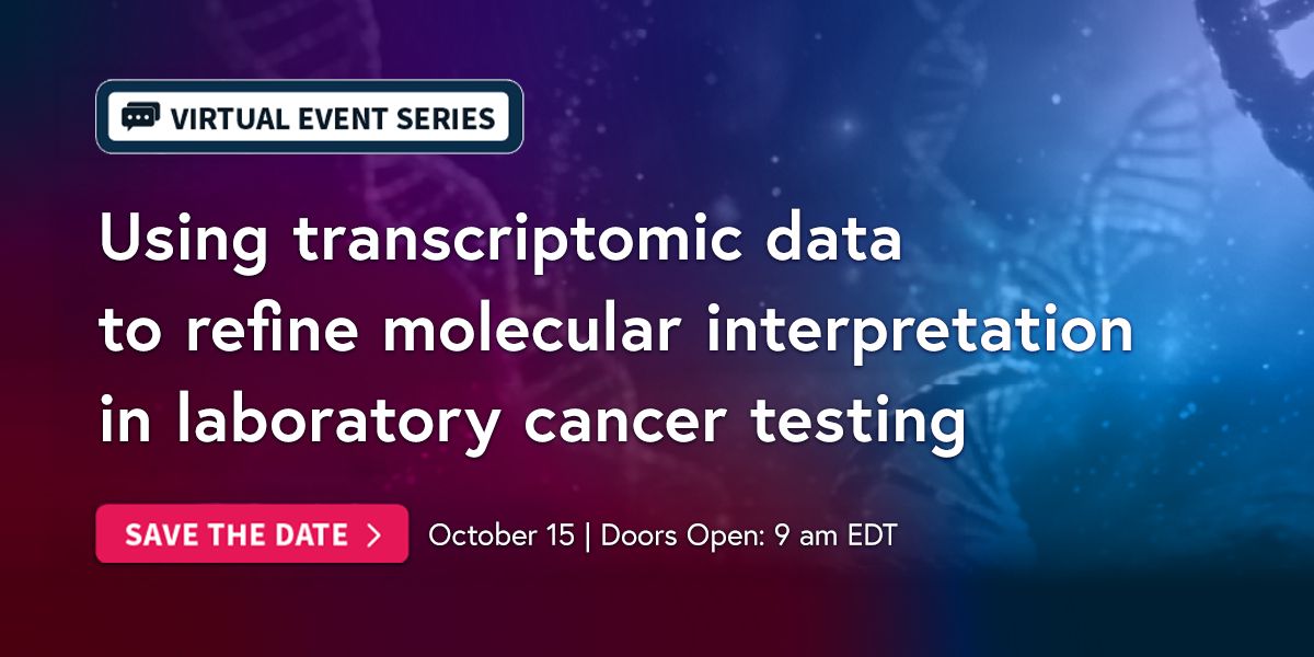 Labroots's tweet photo. 🧬 How can transcriptomic data refine molecular interpretation in cancer testing? 

Join the Oct 15 webinar from @SOPHiAGENETICS: “Using transcriptomic data to refine molecular interpretation in laboratory cancer testing” 

Register: https://t.co/WlPGgMowjB 

#PrecisionMedicine https://t.co/SCeYf87OT9
