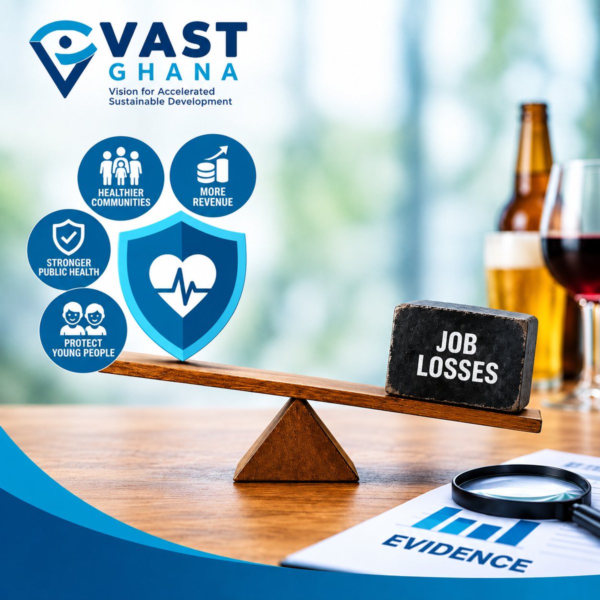 vastghana's tweet photo. When #health measures are strengthened, the industry response is predictable: claims about job losses, lost investment and economic harm, put forward before any evidence is tested. Public policy should be guided by transparent evidence, not projections that cannot be independently examined.

That is why our recent response to Accra Brewery PLC's claims about Ghana's alcohol excise tax reforms highlights the need to scrutinise such projections transparently. Stronger, equitable #alcoholtaxation is not an attack on workers. It is a public-health tool that can help prevent harm, protect young people and raise revenue. WHO recognises alcohol taxation as an effective measure for reducing consumption.

For VAST Ghana, protecting the integrity of #publichealth policymaking means ensuring that commercial interests do not outweigh evidence and population-health priorities. As government prepares its #2027Budget, we urge the @MoF_Ghana and relevant agencies to remain resolute in applying evidence-based discipline to fiscal policy affecting population health.

Read our position on MyJoyOnline: https://t.co/czAMNWAJ3V

#IndustryInterference #AlcoholPolicy #AlcoholTax #PublicHealth #NCDs #VASTGhana #EvidenceBasedPolicy #HealthForAll