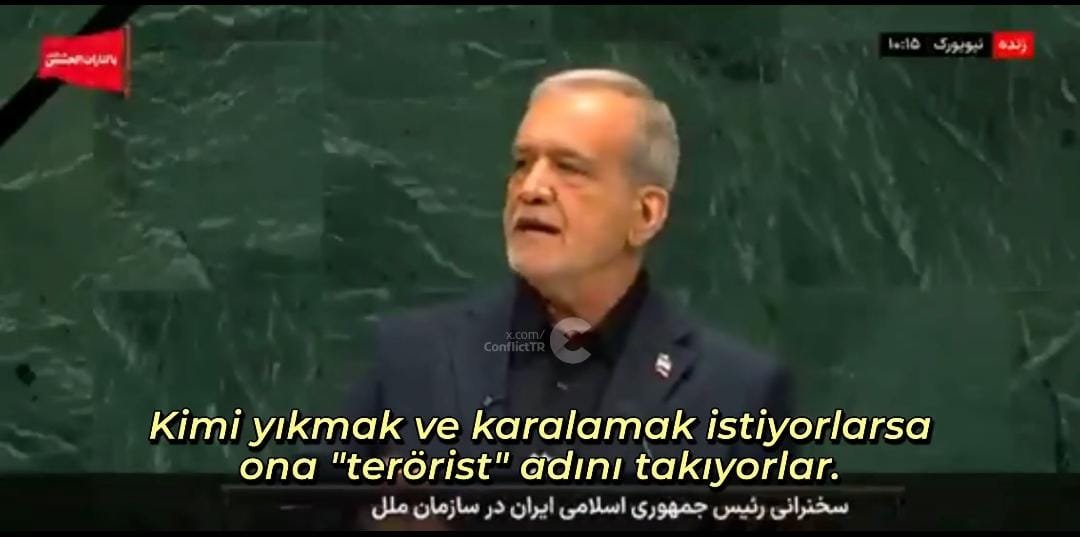 RasputinTrx's tweet photo. 🔴 İran Cumhurbaşkanı Pezeşkiyan:

Kimi yıkmak ve karalamak istiyorlarsa ona "terörist" adını takıyorlar.

İran 200 yıldır hiçbir ülkeye saldırmadı.

Biz her zaman kendimizi savunduk.

Fakat şimdi terörist olmakla ve bölgedeki güvensizliğin sebebi olmakla suçlanıyoruz. https://t.co/vNgqybutSR