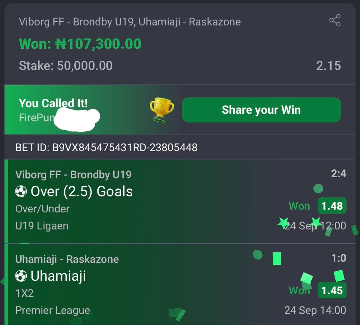 Firepunts's tweet photo. BOOOOOOMMM💥

4 &amp; 2 ODDS WON🚀🚀🚀🚀🚀

330k WON 🏆 

Congratulations if you played✅✅ ✅

Drop winning slips!!!!!

Telegram channel :https://t.co/DXNE42Zbc7

Let’s go!!!!!!

#Bet9jaCode

@Mrbankstips @Davidbanksz 
@mrbayoa1 https://t.co/tOvFk5p6TH
