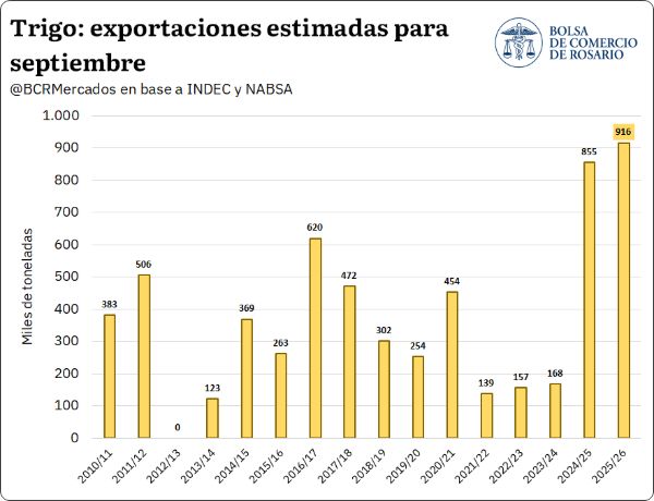 BCRmercados's tweet photo. 🌾 TRIGO ARGENTINO | Septiembre podría cerrar con EXPORTACIONES RÉCORD: 916.000 t estimadas. El conflicto en el Mar Negro vuelve a abrir una ventana para el cereal argentino. 🚢🇦🇷 #Trigo #Exportaciones #BCR

https://t.co/HwrsgHvxZy https://t.co/SxRLeWkAha