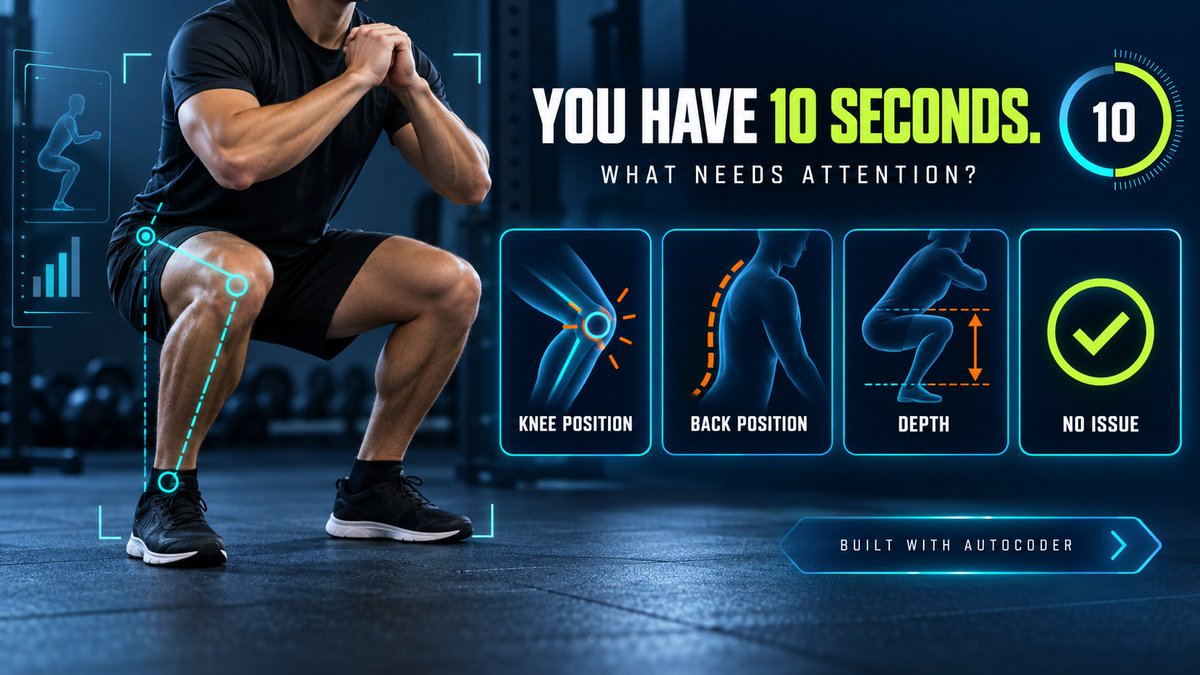 XxCrystalxxo's tweet photo. Most people watch the weight.
Good observers watch the movement.
I turned eight exercise demonstrations into an interactive desktop quiz that tests what you notice first.
Built with Autocoder.
Try it: https://t.co/vPSHR04vgl
#FitnessEducation #BuildInPublic https://t.co/h5aPaAUFZY