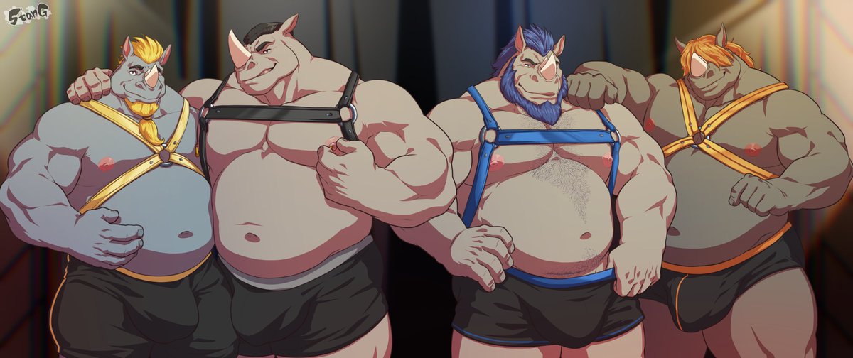 StanGArtAD's tweet photo. Rhino family show off ( commission for @bigkrosbar  from game Stronger bonds ) ( repost cuz stuff were missing :D ) https://t.co/ZATohyC1ev