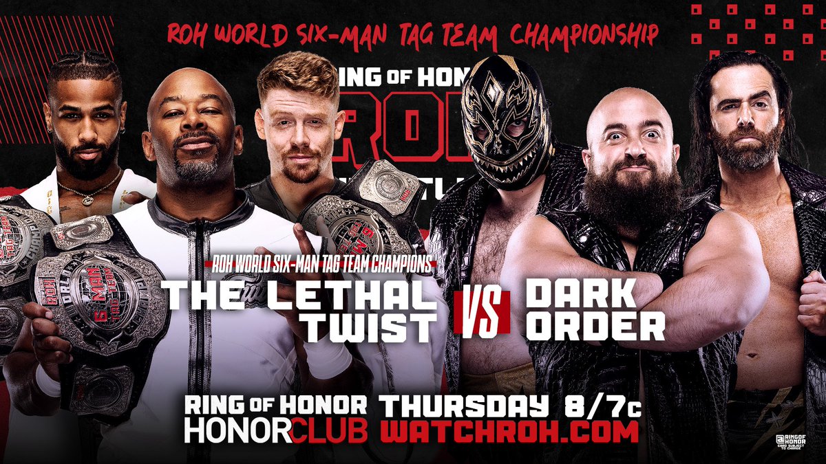 ROHFanFrance's tweet photo. 🔥🖤 LE DARK ORDER PASSE UN TEST MAJEUR !
🏆 CHAMPIONNAT DU MONDE PAR EQUIPES A 6 DE LA ROH
⚔️ @SilverNumber1 / @YTAlexReynolds / @EvilUno
🆚
👑 LE LETHAL TWIST
🤯 LE DARK ORDER PARVIENDRA-T-IL À DÉTRÔNER THE LETHAL TWIST ?!
📺 REGARDEZ #ROHTV SUR #HONORCLUB !! #ROH https://t.co/lpsNPLB2UN