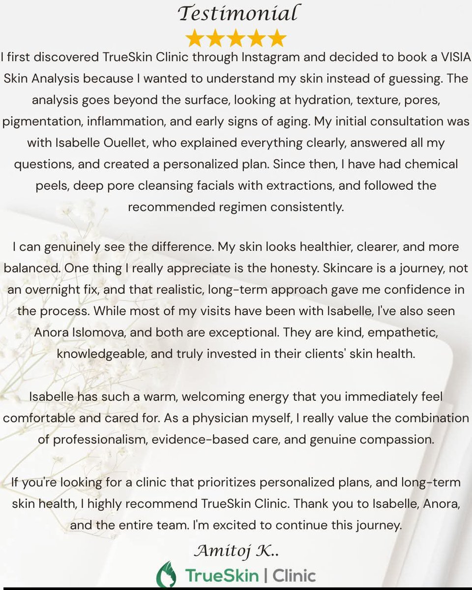 TrueSkinYYC's tweet photo. ✨ Real results. Real care. Real skin journeys. ✨
We’re so grateful for this beautiful review and for the trust our clients place in us. We believe healthy skin is a journey - one built on personalized care, education, and consistency.
Thank you for trusting us with your skin. https://t.co/nrXvOXRYmZ