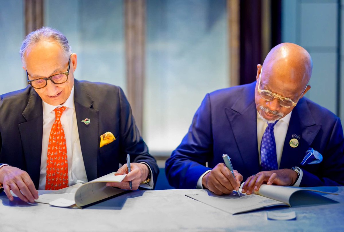 aonanuga1956's tweet photo. STATEHOUSE PRESS RELEASE

IN PARIS, AS OGUN STATE, DP WORLD SIGN MOU ON DEEP SEA PORT, PRESIDENT TINUBU ASSURES INVESTORS OF REGULATORY CLARITY

President Bola Ahmed Tinubu has assured domestic and foreign investors that the Federal Government would continue to provide regulatory clarity, policy stability and a predictable business environment to support long-term investment in Nigeria.

The President spoke in Paris, France, at the signing of Memoranda of Understanding between the Ogun State Government and DP World, one of the world’s leading ports and logistics operators, to develop the Ogun State Blue Marine Special Economic Zone and the Gateway Deep Seaport.

Governor Dapo Abiodun led the  Ogun State Government delegation to the signing ceremony. The delegation included the Secretary to the State Government, Tokunbo Talabi, and the Commissioners of Finance, Works, Industry, Trade and Investment, Transport, and a representative of the host community.

Also at the event were the Minister of Marine and Blue Economy, Adegboyega Oyetola, Nigeria’s Ambassador to France, Emmanuel Ayodele Oke, Managing Director and Chief Executive Officer of the Nigerian Ports Authority, Dr Abubakar Dantsoho, Group Chief Executive Officer, DP World, Yuvraj Narayan, Managing Director, SkyKapital, Karim Noujaim, and the Senior Vice President, Business Development, Sub-Saharan Africa Regional Office, DP World, Mohammed Rashid Ismail.

"The agreements before us bring together vision, expertise, capital and execution capacity. I particularly welcome DP World, one of the world’s leading port and logistics operators. I also acknowledge our financial advisers, Sky Capital, and all the investors and partners whose commitment has brought us to this important stage,” the President said.

President Tinubu assured investors that the Federal Government would provide the necessary regulatory and institutional support to move the projects seamlessly from agreements to implementation.

He also stressed that the government would hold all parties accountable for their commitments, describing the agreements as a significant milestone in Nigeria’s efforts to attract foreign direct investment, expand productive capacity and position the country as a major hub for maritime trade, logistics, manufacturing and exports.

The proposed port at Ogun Waterside, with a four-kilometre berth and an 18-metre draft, would help decongest the Lagos port corridor, ease pressure on the Apapa and Tin Can Island ports, and reduce costs and delays for importers, exporters and consumers.

It will accommodate the larger, deeper-draft vessels that support modern global commerce and provide a competitive trade and logistics gateway for the African Continental Free Trade Area, positioning Nigeria to serve a continental market of approximately 1.4 billion people.

Ogun State Blue Marine Special Economic Zone is proposed to be accommodated on 10,000 hectares. 

“These agreements envisage an initial investment of more than $7 billion in the Nigerian economy. At full development, the projects are projected to create more than 50,000 direct jobs and many additional indirect opportunities, while generating substantial non-oil export earnings from Nigerians’ creativity and productivity across the value chain.

“This is economic diversification made tangible. This is industrialisation made visible. This is Renewed Hope in action. I commend Governor Dapo Abiodun and the government and people of Ogun State for securing the land, structuring the investment framework and reducing project risks for global investors.

“This is cooperative federalism as envisaged by our Constitution: subnational vision supported by federal facilitation.

“We will facilitate road, rail and power connectivity; strengthen investment security and our maritime domain; and remove unnecessary bureaucratic obstacles,” the President said.

The President said the Ogun State Blue Marine Special Economic Zone is already attracting interest from leading global manufacturing and industrial companies.

“Within the zone, imported inputs will be transformed into finished goods, Nigerian raw materials will be processed for export and, most importantly, our young men and women will find dignified, productive and sustainable employment.

“The Gateway Deep Seaport is the critical infrastructure that will support the zone’s viability. A port moves cargo; a port integrated with a special economic zone helps to build an economy. Each reinforces the other,” he said.

President Tinubu said the Federal Government would continue to work with Ogun State and other subnational governments to remove unnecessary bottlenecks and facilitate investments that create value for Nigerians, while respecting the country’s laws and regulatory requirements.

He said strengthening the maritime economy remained a key part of the Federal Government’s broader economic diversification strategy and urged the Ogun State Government and investors to sustain the momentum generated by the signing and proceed expeditiously with implementation.

“Nigeria lies at the heart of West African trade. Yet, our strategic advantage has been constrained by port congestion, inadequate draft capacity and logistics bottlenecks that increase the cost of doing business. These projects respond directly to those constraints.

“This is how modern infrastructure should be delivered: as an integrated ecosystem, operated to world-class standards and supported by a serious and responsible government. This is nation-building in its most practical form.

“The Lagos–Calabar Coastal Highway is central to this corridor’s commercial viability. The 28-kilometre Ogun State section of this 700-kilometre artery, scheduled for completion before the end of this year, will provide a vital transport link for the zone and port.

“Without it, the coastline would have remained rich in potential but without access. With it, the zone and port will connect more effectively to Lagos, the Nigerian hinterland and markets across the African continent.

“These projects will also anchor a broader strategic corridor near the proposed Nigerian Navy Operating Base and Dockyard and the OK LNG Project, connecting this industrial cluster to our energy and gas-export ambitions,” the President noted.

Bayo Onanuga
Special Adviser to the President
(Information & Strategy)
September 24, 2026