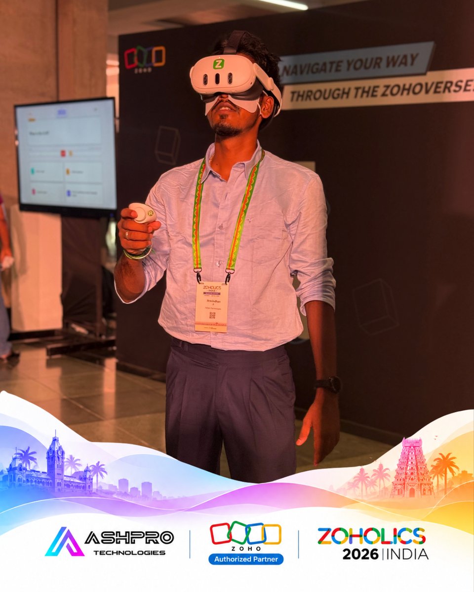 ashprotech_'s tweet photo. A great day at Zoholics India 2026! 🚀

Learning, connecting, and exploring what’s next with the Zoho community. Happy to represent AshPro Technologies. 🤝

#Zoholics2026 #Zoho #AshProTechnologies #ZohoPartner https://t.co/MWxbd3JrBw