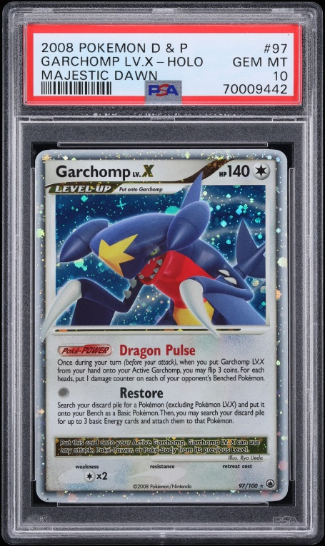 CardsBoulevard's tweet photo. $900,000 LV. X GARCHOMP SALE 😮

A 2008 Pokemon Diamond &amp; Pearl Majestic Dawn Holo Garchomp LV.X PSA 10 sold for $900,000.

That makes it the most expensive Garchomp sale of all time breaking the previous record of $24,600. https://t.co/Uz3WzHk2C3