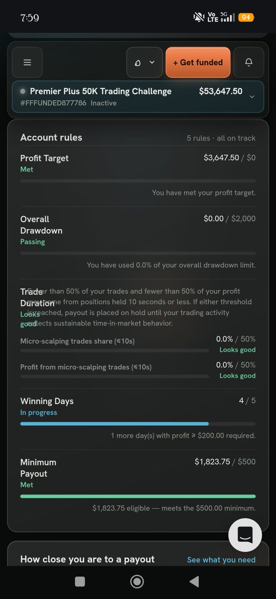 NotknownTrader's tweet photo. Hi, traders! I want to share my experience with you so that you don't face the same problems I'm facing with @fundedfamily.

I bought one account Premier+ account, passed it, got a 2k payout, breached it. Then I bought 2 accounts, passed them, I had 4/5 $200 profitable days for a full 2k payout in each account and I was sent an email to be upgraded to a Pro account (live) without getting any payouts in these two accounts. I didn't reach the 3 payouts or 10k profit required to be moved as stated in their policy.

The Pro account: 5k Trailing Max Drawdown, 1k Daily Drawdown, 1 Contract, Profit share 80/20, 20 profitable days ($200) for 100% withdrawal else 50% and the Max Drawdown fits at 50,100.

Now in the live stage, they sent me an email: My live account was paused to confirm consistency in another account where I have to make a Profit of 10k, Profit Factor 1.5, 10 profitable days of $200 with a 2k Max Drawdown.

All this so that they resume my live account...

This is HIGH WAY ROBERY business. With the stress and how difficult Trading is in general.

I just ask you @fundedfamily to return my evaluation fee cause I don't want to continue losing my time, SCAMMERS.