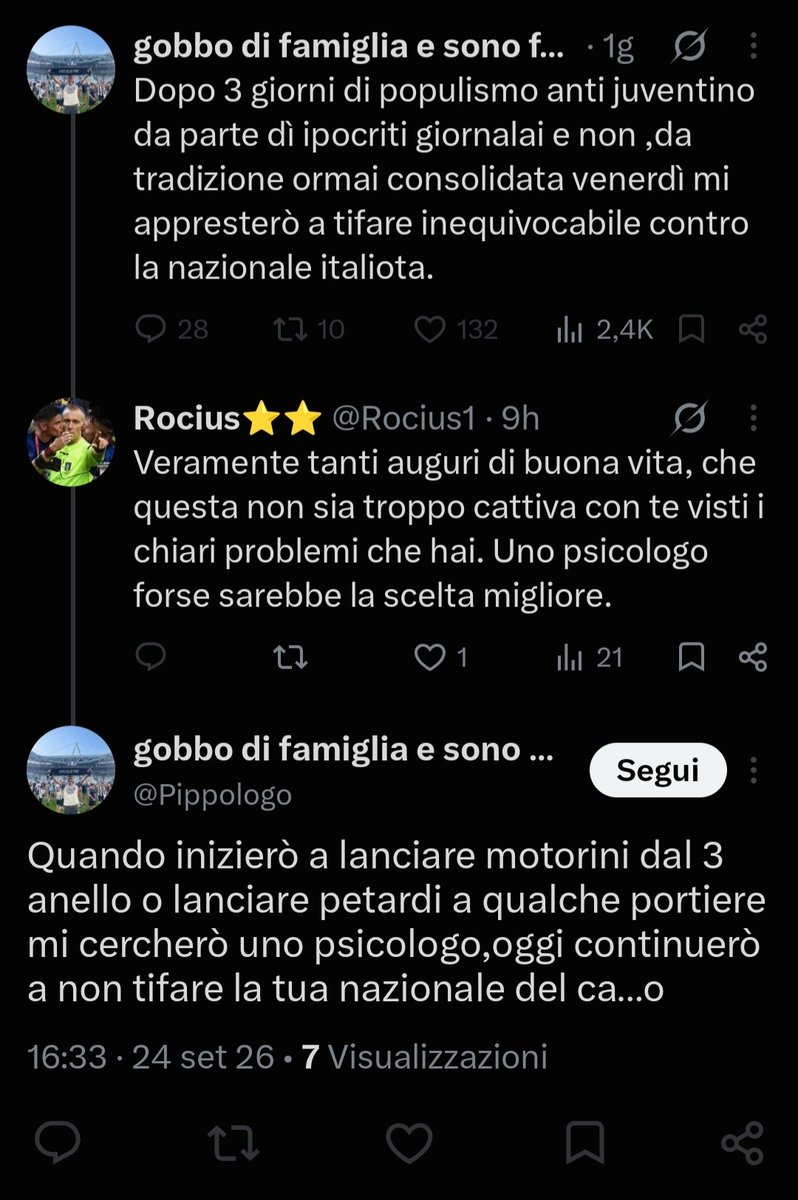 Rocius1's tweet photo. L'esempio di tifoso calcistico che odio, un avvelenatore di pozzi, complottista e con poco sale in zucca. Non conosce lo spirito sportivo, la lealtà e il rispetto. Glielo fai notare e tira fuori eventi passati così a caso e poi mi blocca😂. Mi dispiace per gli juventini normali https://t.co/A08darWwyG