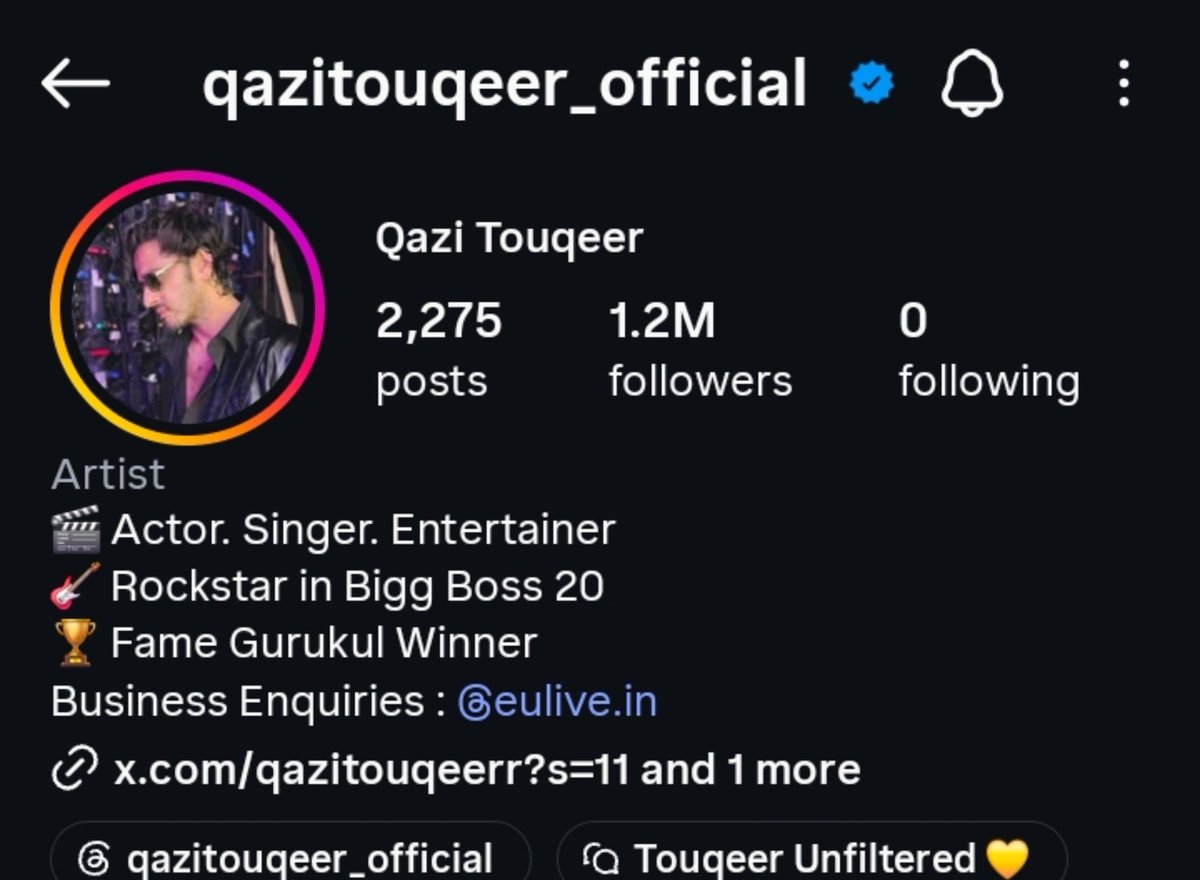 Im_AYAANBB13_'s tweet photo. BRRAKING 🚨 !!! 

QAZI TOUQEER COMPLET 1.2M FOLLOWERS 🔥😭 

The Entire house is Against Qazi, but the audience is standing Firmly with him.

JANTA KA LADLA 🔥❤️ 

PUBLIC STANDS WITH QAZI 

#BiggBoss20 • #QaziTouqeer https://t.co/AyAlxd9kaP