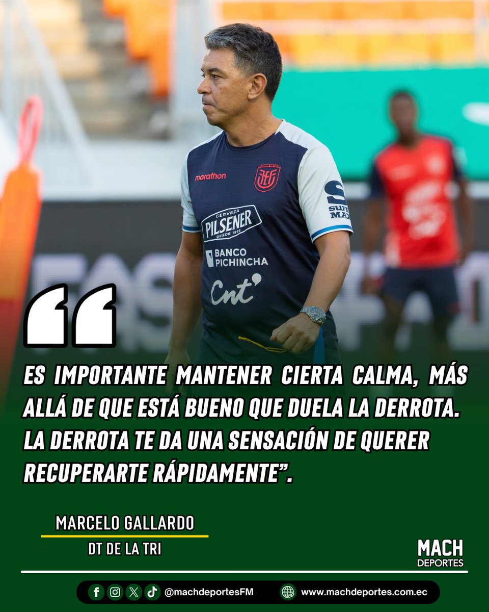 MachdeportesFM's tweet photo. 🇪🇨🗣️ ¡GALLARDO PIDE CALMA TRAS LA DERROTA!

Marcelo Gallardo habló luego de la caída de Ecuador ante Corea del Sur y señaló que, pese a que la derrota debe doler, es importante mantener la calma y aprovechar esa sensación para buscar una rápida recuperación. ⚽️ 

🤳#LaDinastíaContinúa