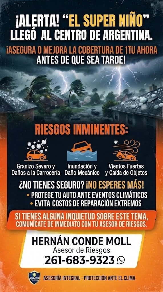 hernya_mza's tweet photo. Anticipate al impacto climático: actualiza tus seguros de casa, auto y negocio para proteger tu patrimonio ante daños por tormentas y granizo. https://t.co/9nIQdQKv8x