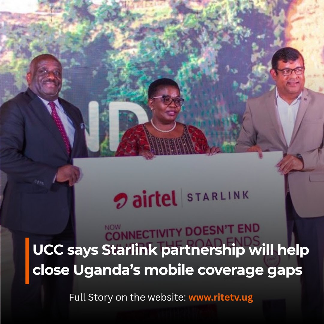 RiteTelevision's tweet photo. UCC says Starlink partnership will help close Uganda’s mobile coverage gaps. Read more here... https://t.co/pcPJixKHUd
#UCC #Starlink #RiteTVNewsUpdates https://t.co/ey2HxkmFVK