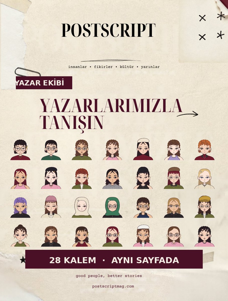 postscriptmgzn's tweet photo. Postscript’in anlatacak çok şeyi var — çünkü anlatacak çok insanı var. ✍️
Farklı kalemler, farklı hikâyeler ve aynı derginin sayfaları…
Yazarlarımızla tanışın! 🍷
#postscript #postscriptmag #yazar #ekibimizletanışın #edergi https://t.co/rXSHWy1vck