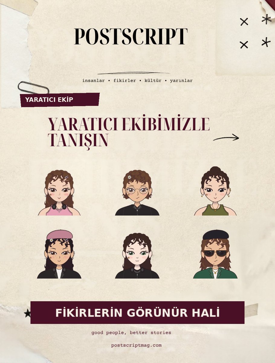 postscriptmgzn's tweet photo. Postscript yalnızca yazılmıyor, aynı zamanda şekilleniyor. 🎨
Renginden çizgisine, görsel dünyasından detaylarına kadar derginin kimliğini onlar oluşturuyor.
Yaratıcı ekibimizle tanışın! 🍷
#postscript #postscriptmag #yaratıcıekip #tasarım #ekibimizletanışın #edergi https://t.co/oyTOcTs296