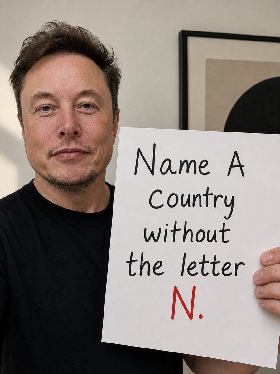 _VoiceofAmerica's tweet photo. 😏 Elon Musk has a challenge for you!
🌎 Can you name a country that doesn't contain the letter "N"?
⚠️ Sounds simple... ⚠️ But most people get stuck!
💬 Comment your answer and prove you're smarter than the rest! 🔥🧠👇 https://t.co/tLW9Yt1Ile