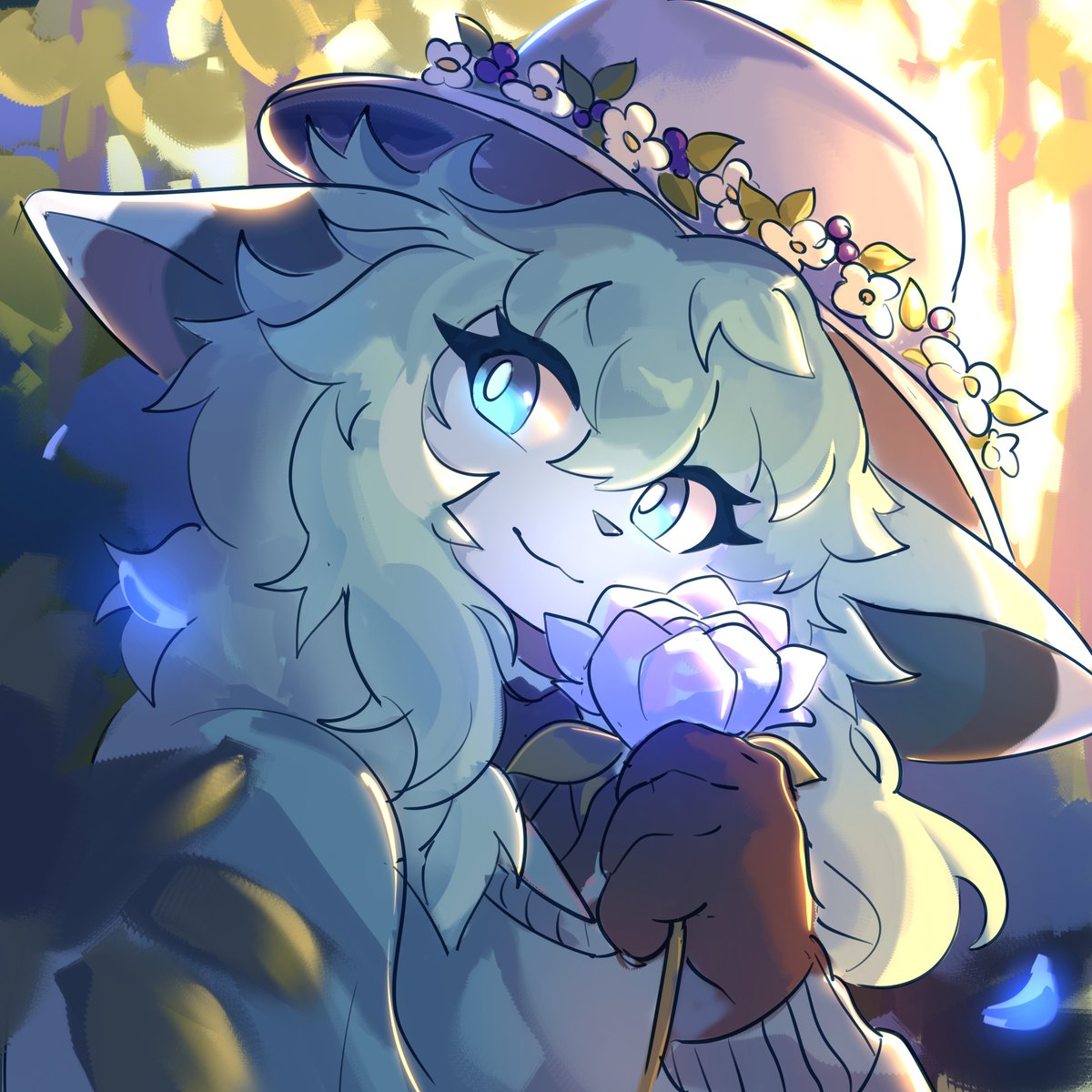 maybestyx's tweet photo. Flower hat :3 https://t.co/R5zsaP6Pfz