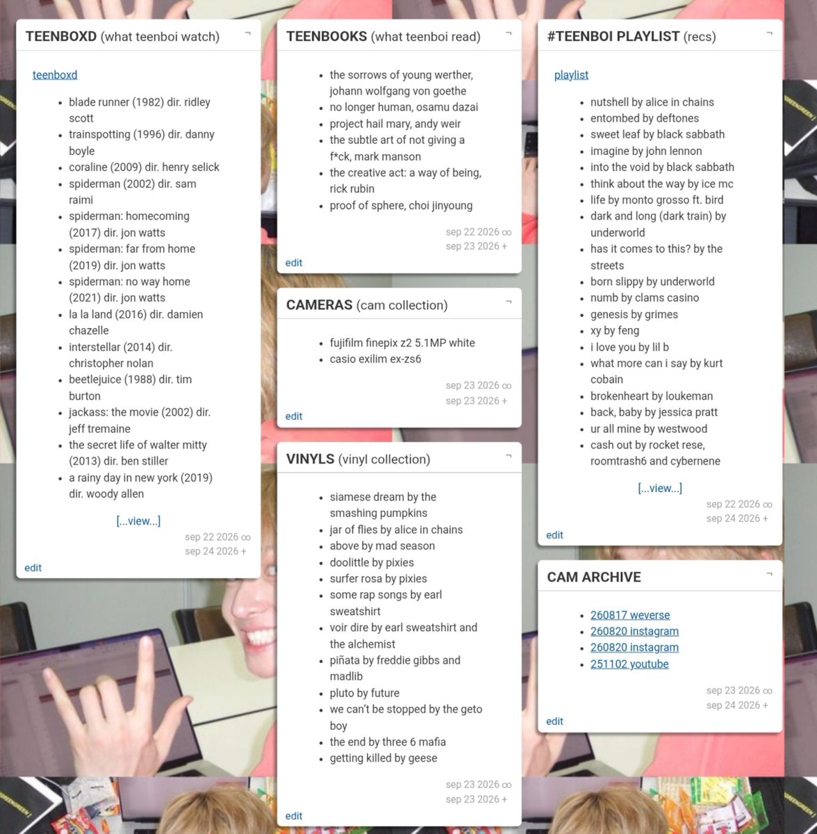 teenboooi's tweet photo. hiiiii 👩🏼‍💻 i made an archive with some medias that martin shared with us cuz i love his taste and i REALLY like the way he show me new things, as you can see there's also his vinyl and cam collection but thats just bc i love these things 🤓 
https://t.co/dqJ8bTM1Sl https://t.co/u2EK5hEMmP
