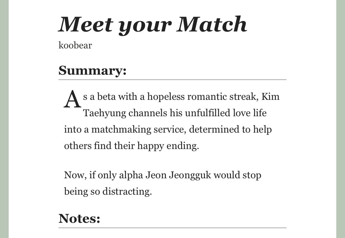 wintaegarden's tweet photo. Meet your Match | koobear
https://t.co/o3rdVIoCoe…
𓂃🍃⋆
❀ alpha jk | beta tae
❀ non traditional a/b/o dynamics 
❀ grumpy jk | ray of sunshine tae
❀ jk is a sweetheart | idiots in love 
⋆🍃𓂃 https://t.co/ztkLrD9NhU