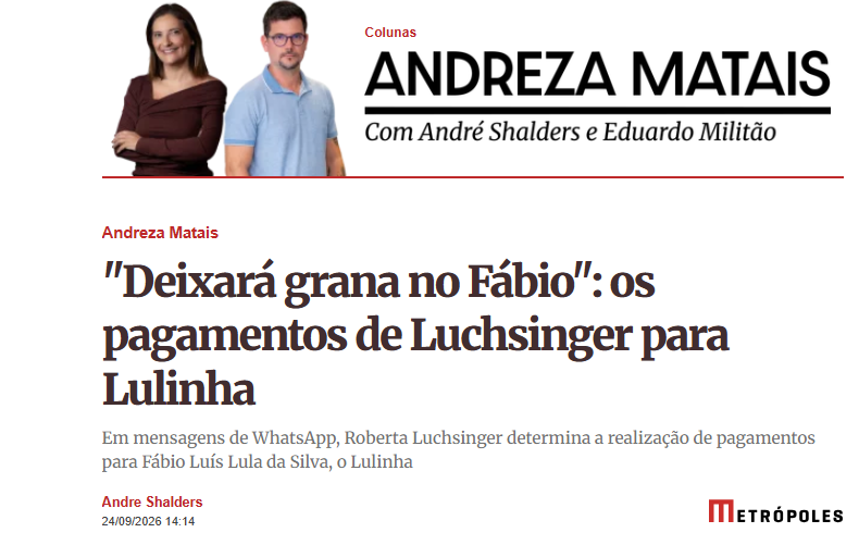 andreshalders's tweet photo. ATENÇÃO

O que você vai ver agora são mensagens de Roberta Luchsinger coordenando pagamentos diretamente para Fábio Luís Lula da Silva, filho do presidente Lula https://t.co/7wOK1OF2AM