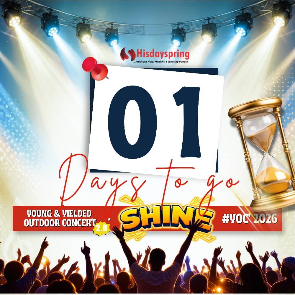 hisdayspringNG's tweet photo. In less than 24 hours the Young and Yielded #OutdoorConcert will be live and open for you to #SHINE
Join us at Hisdayspring Evangelical Ministries Carpark tomorrow, Friday.
4pm is the time.
We are all Young
We are all Yielded
We are all ready to SHINE in Christ Jesus. https://t.co/TEBtgNsHRm